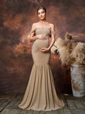 Maternity Off Shoulder Mermaid Hem Evening Dress