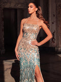Tied Backless Split Thight Sequin Party Dress