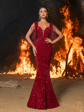 Gorgeous Sweetheart Neck Mermaid Hem Sequin Fringed Evening Dress
