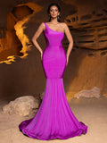 Elegant One Shoulder Mermaid Hem Formal Dresses