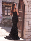 Square Neck Sleeveless Sequin Mermaid Dresses