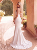 Elegant Backless Mermaid Hem Cami Wedding Dress