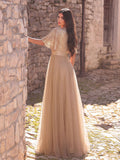 Elegant Surplice Neck Butterfly Sleeves Sequin Party Dress