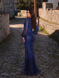 Gorgeous Lantern Sleeves Mermaid Hem Graphic Sequin Evening Dress