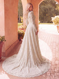 Gorgeous Mock Neck Long Sleeves Ball Hem Lace Wedding Dress