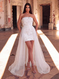 Strapless Dress with Sheer Overlay