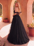 Elegant Off Shoulder Lace Bodice Contrast Tulle Hem Wedding Dress