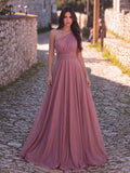 Elegant One-Shoulder Evening Gown | Flowy A-Line Skirt, Open Back | Formal Maxi Dress for Galas, Weddings, Prom