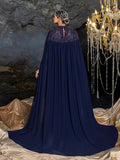 Gorgeous Two-Piece Beaded Gown with Detachable Cape | Sheer Chiffon Overlay & Corset Bustier