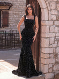 Square Neck Sleeveless Sequin Mermaid Dresses