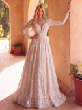 Gorgeous Elegant Plunging Neck Two Pieces Lace Wedding Dress