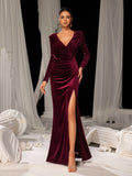 Elegant Velvet Party Dress with Sequin Embellishments – Luxurious Evening Wear for Red Carpet, Gala Dinners & High-End Parties