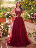 Gorgeous Floral Applique Detail Bodice Contrast Tulle Hem Prom Dress