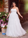 Plus Mesh Overlay Tube Wedding Dress