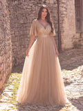 Elegant Surplice Neck Butterfly Sleeves Sequin Party Dress