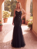 Elegant Strapless Ruched Front Mermaid Hem Sequin Wedding Dress