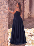 Plus One-Shoulder Evening Gown | Flowy A-Line Skirt, Open Back | Formal Maxi Dress for Galas, Weddings, Prom