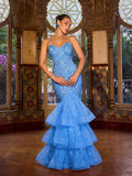 Contrast Mesh Sequin Mermaid Cami Dresses