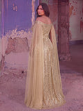 Plus Off-Shoulder Sequined Gown with Flowing Cape – Luxury Evening Wear for Weddings or Red Carpet Events, 1XL-5XL