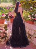 Plus Lace Bodice Contrast Layered Mesh Hem Prom Dress