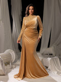 Plus Velvet Evening Gown with Sequin Detail & Mermaid Silhouette – Luxury Bridal Wear for Weddings or High-End Events, 1XL-5XL