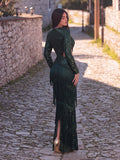 Gorgeous Cut Out Waist Fringed Sequin Party Dress