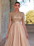 Elegant Tulle Party Dress with Sequin Top & Tulle Skirt – Luxury Evening Wear for Weddings, Formal Dinners & Red Carpet Events