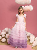 Tween Girls' Ruffle Trim Gradient Layered Hem Cake Dress