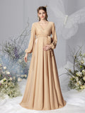 Maternity Surplice Neck A Line Belted Dress