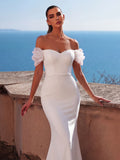 Off Shoulder Mermaid Hem Wedding Dress