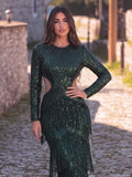 Gorgeous Cut Out Waist Fringed Sequin Party Dress