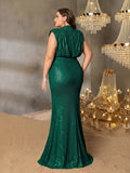Plus Sequin Evening Gown with High Slit – Mermaid Silhouette for Luxury Weddings or Red-Carpet Events, 1XL-5XL