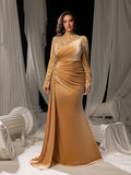 Plus Velvet Evening Gown with Sequin Detail & Mermaid Silhouette – Luxury Bridal Wear for Weddings or High-End Events, 1XL-5XL