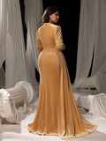 Plus Velvet Evening Gown with Sequin Detail & Mermaid Silhouette – Luxury Bridal Wear for Weddings or High-End Events, 1XL-5XL