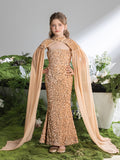 Tween Girls' Sequin Tube Party Dress Removable Cape