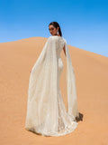 Gorgeous Beaded Sequin Mermaid Gown with Cape Sleeves – Elegant Evening Dress for Weddings, Red Carpet Galas & Opera Nights