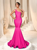 Elegant One Shoulder Mermaid Hem Formal Dresses - Elonnashop