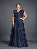 Plus Womens‘ Cowl Neck Sleeveless A Line Formal Dress