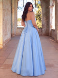 Plus Elegant Strapless Satin Maxi Dress with High Front Slit, Open Back Lace-Up Corset, Flowy A-Line Skirt for Galas, Weddings, Prom