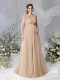 Maternity V Neck Backless Mesh Party Dress