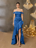 Elegant Off Shoulder Asymmetrical Ruffle Hem Party Dress