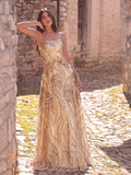 Elegant Spaghetti Straps Graphic Sequin Formal Prom Dress