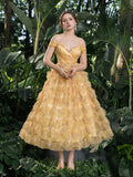 Midi Sweetheart Neckline Tiered Maxi Dress – Voluminous Tulle Gown for Tropical Weddings, Evening Galas & Luxury Events