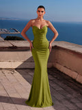 Elegant Solid Strapless Mermaid Hem Evening Dress