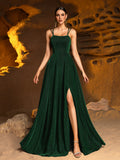 Glitter Backless Lace Up Split Cami Party Dress