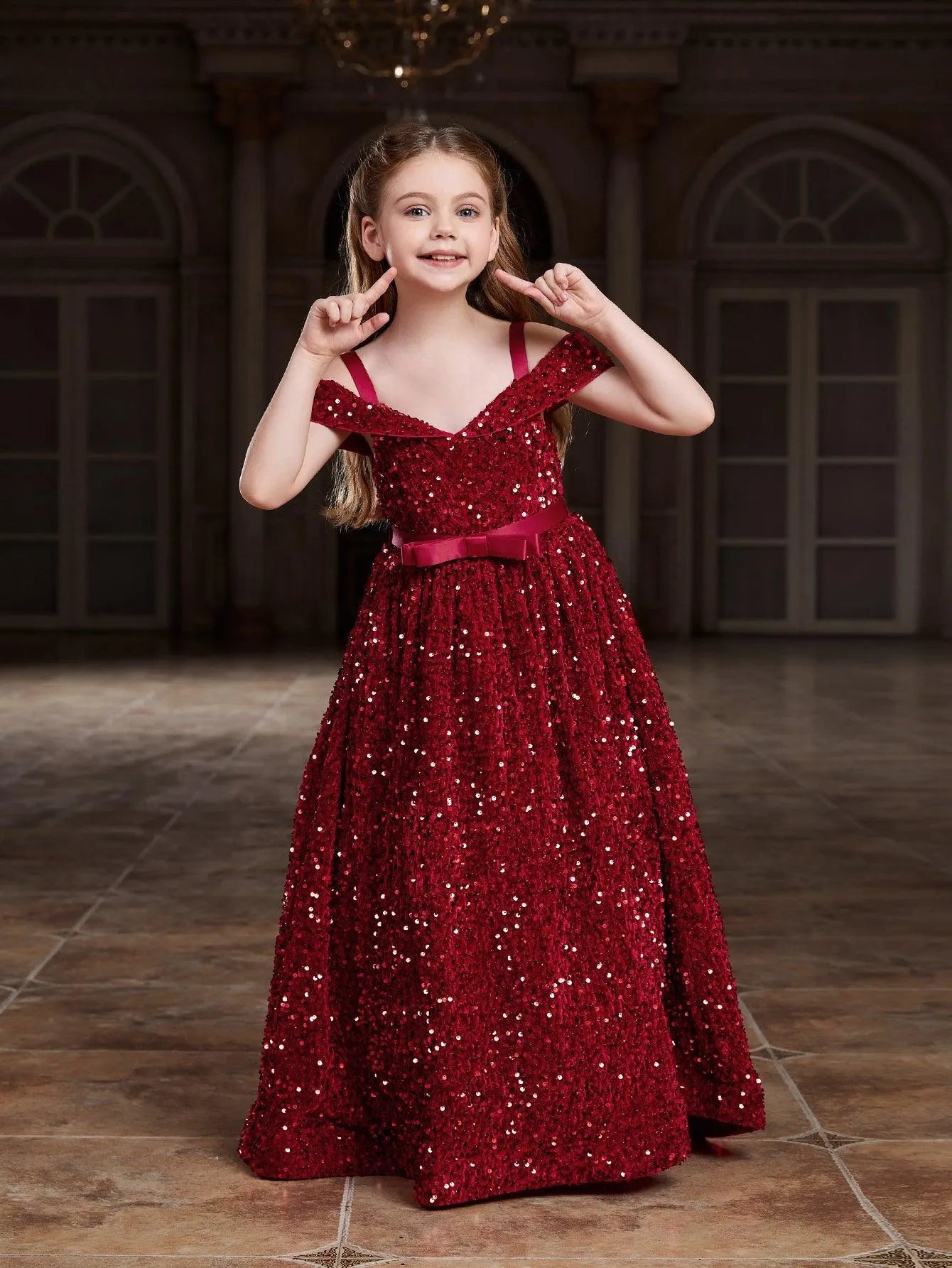 Tween Girls' Off Shoulder High Low Hem Sequin Dress - Elonnashop