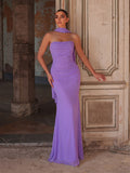 Strapless Chiffon Maxi Dress with Detached Neck Scarf & Draped Detail | Elegant Open Back Gown for Evening Party & Formal Occasions