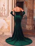 Elegant Ruched Wrap Hem Velvet Tube Prom Dress（Gloves Included）