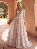 Gorgeous Elegant Plunging Neck Two Pieces Lace Wedding Dress