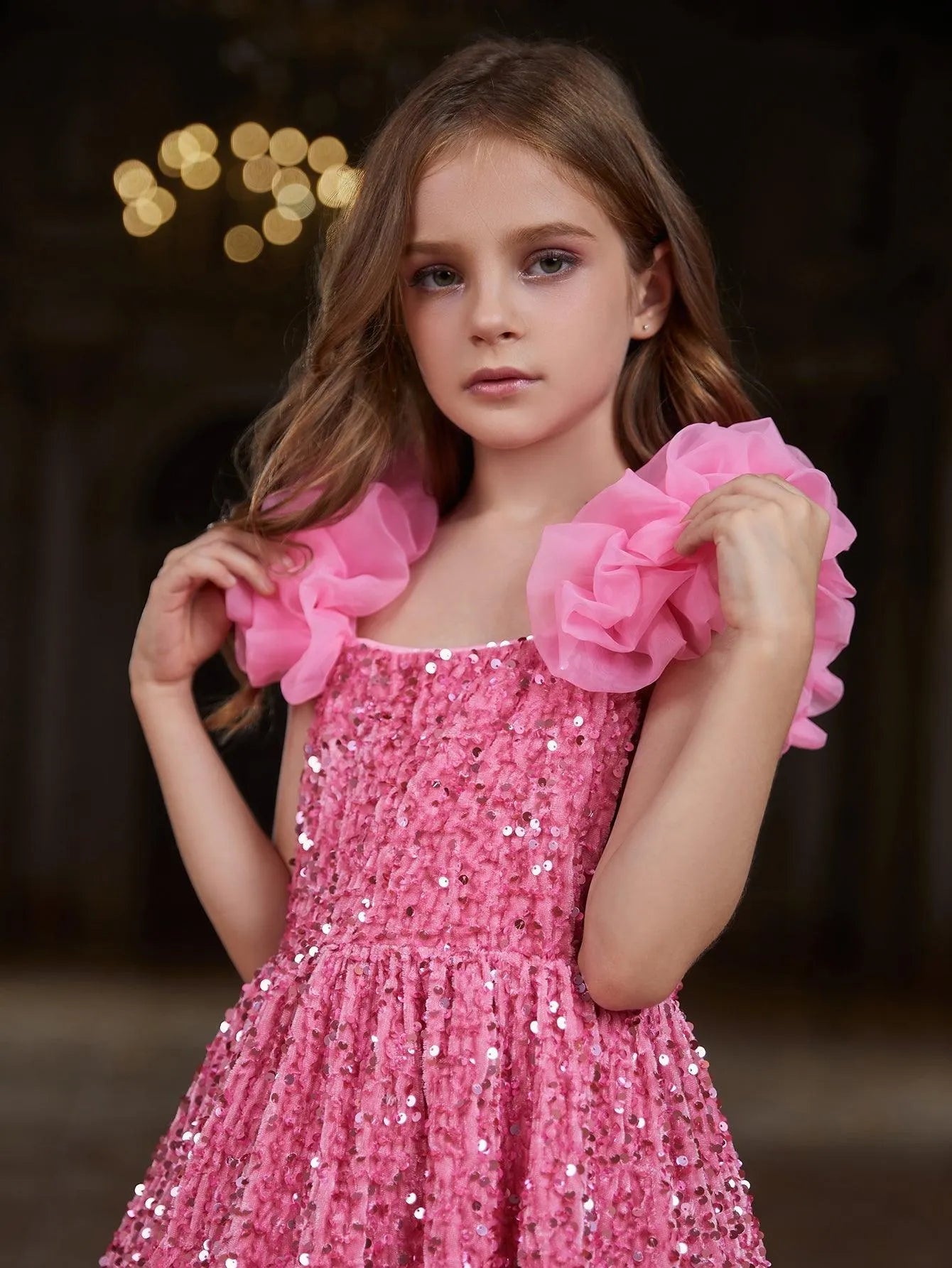 Tween Girls' Ruffle Cami Sequin Dress - Elonnashop